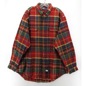 VINTAGE Ralph Lauren Polo Shirt XL Flannel Tartan Plaid Shacket 90s
